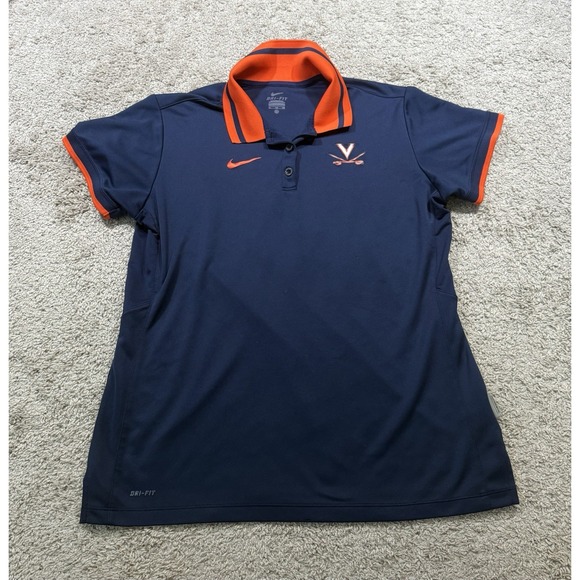 Nike Pants - Nike Women's Polo Shirt Dri-Fit UVA Virginia Cavaliers Fitted Top Athleisure L